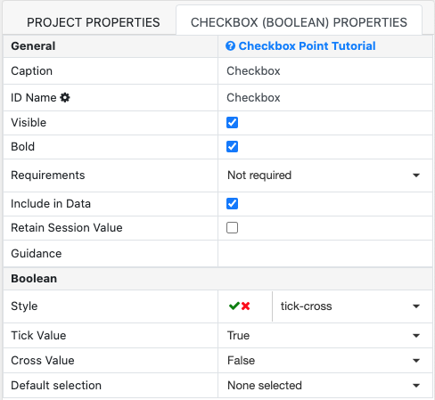 Checkbox properties