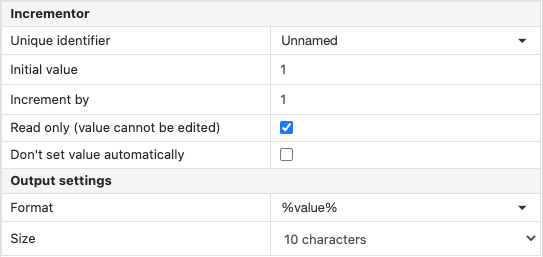 Incrementor web properties